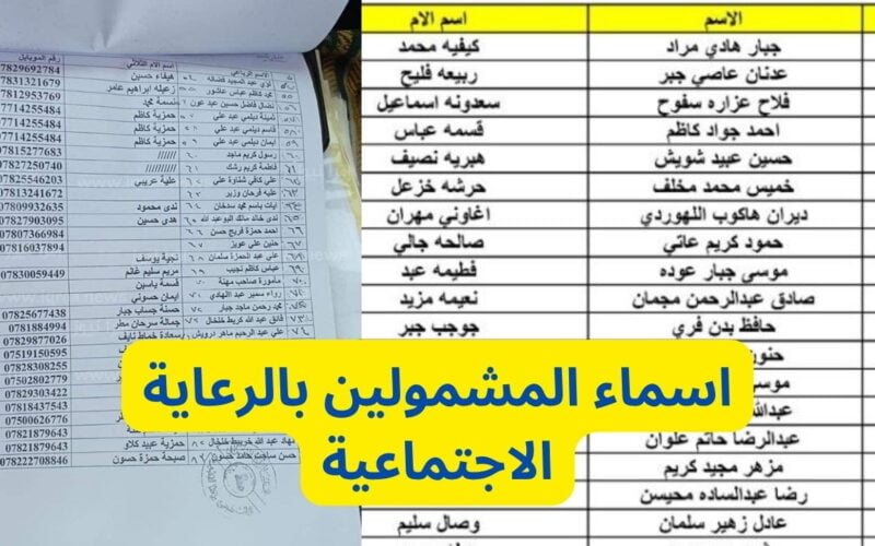 أسماء المشمولين في الرعاية الإجتماعية الدفعة الخامسة من الوجبة الأخيرة في العراق 2023